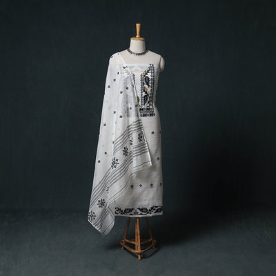 Phulia Jamdani Silk Cotton 2pc Unstitched Dress Material Kurta Set 13