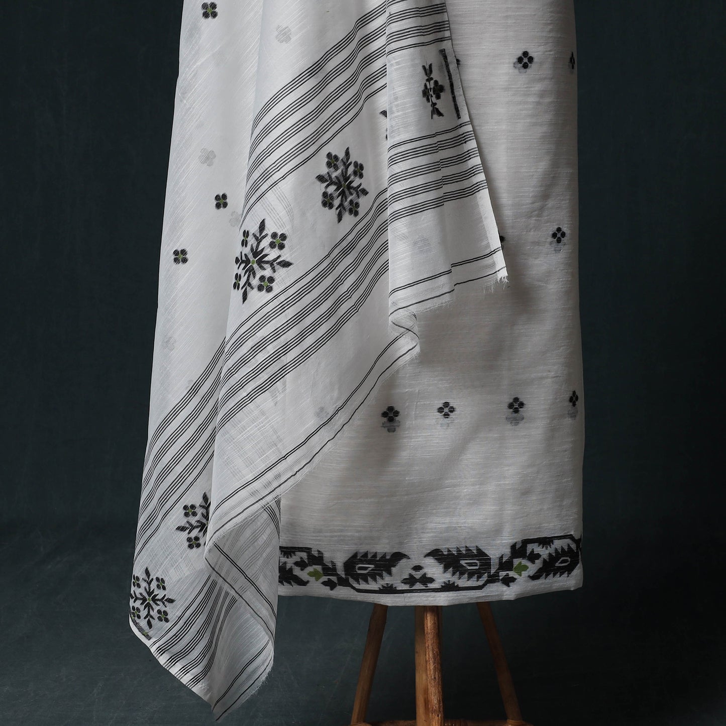 Phulia Jamdani Silk Cotton 2pc Unstitched Dress Material Kurta Set 13