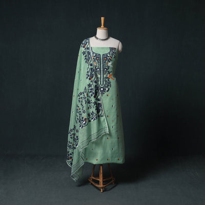 Phulia Jamdani Silk Cotton 2pc Unstitched Dress Material Kurta Set 14