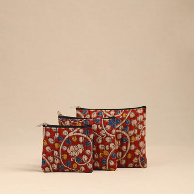 Red - Handmade Cotton Utility Pouches (Set of 3) 06