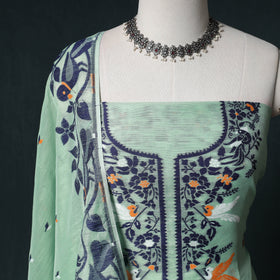 Phulia Jamdani Silk Cotton 2pc Unstitched Dress Material Kurta Set 14