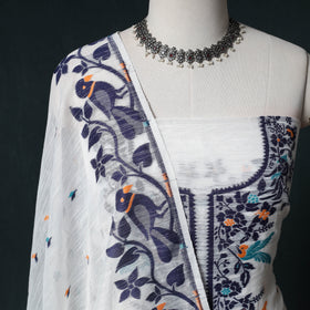 Phulia Jamdani Silk Cotton 2pc Unstitched Dress Material Kurta Set 15