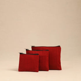 Red - handmade cotton utility pouches (set of 3) 08