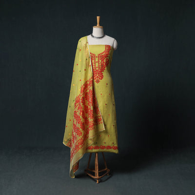 Phulia Jamdani Silk Cotton 2pc Unstitched Dress Material Kurta Set 16