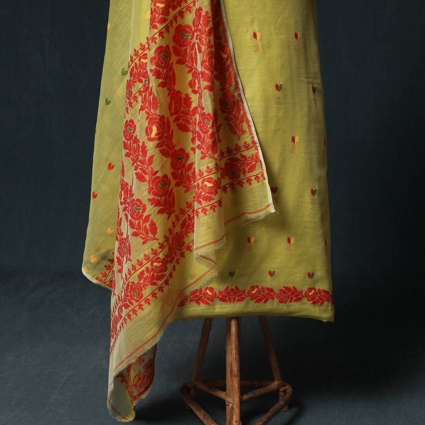 Phulia Jamdani Silk Cotton 2pc Unstitched Dress Material Kurta Set 16