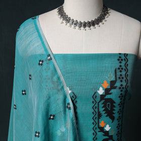 Phulia Jamdani Silk Cotton 2pc Unstitched Dress Material Kurta Set 17