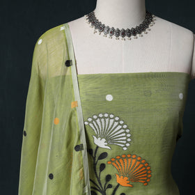 Phulia Jamdani Silk Cotton 2pc Unstitched Dress Material Kurta Set 18