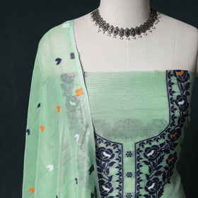 Phulia Jamdani Silk Cotton 2pc Unstitched Dress Material Kurta Set 19
