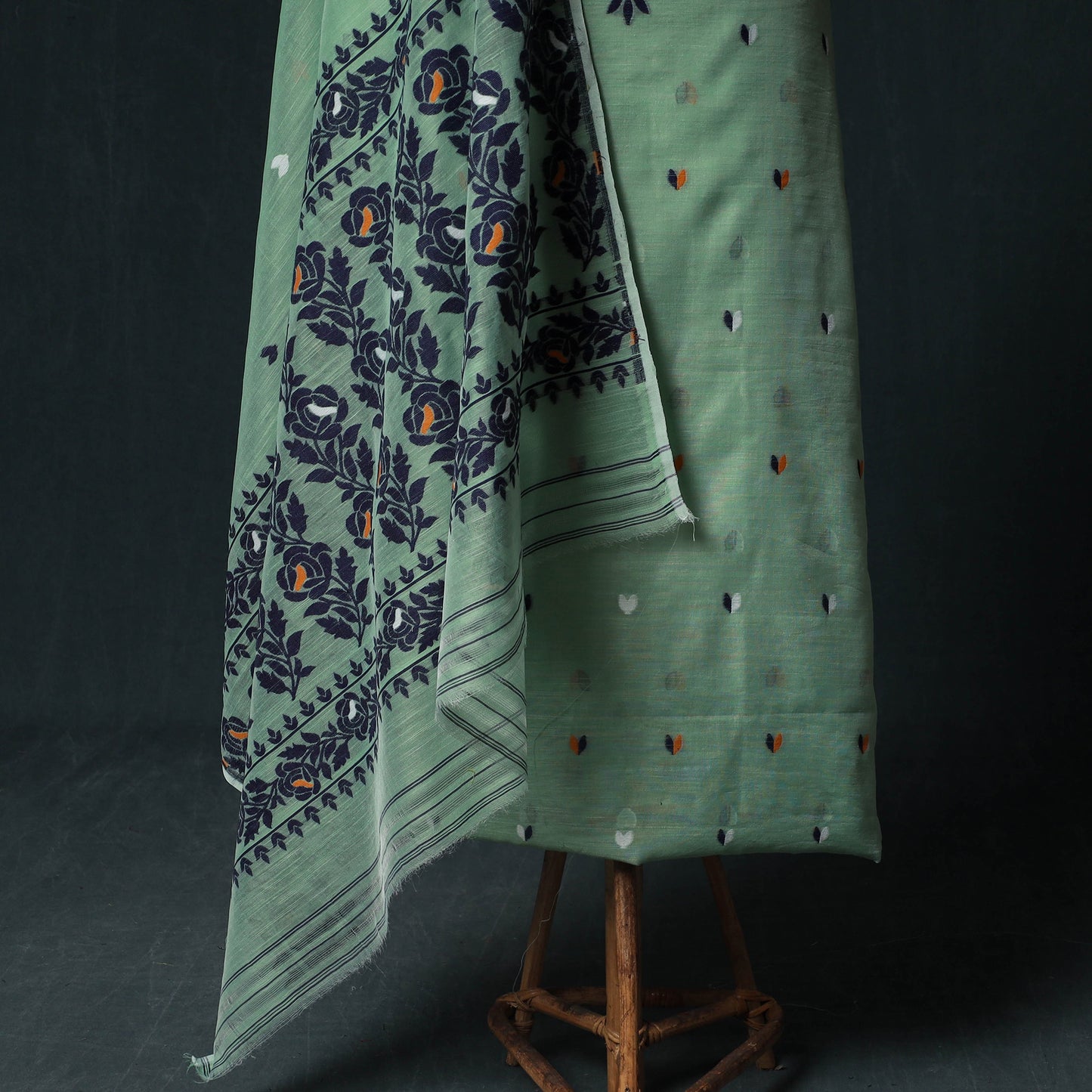 Phulia Jamdani Silk Cotton 2pc Unstitched Dress Material Kurta Set 19