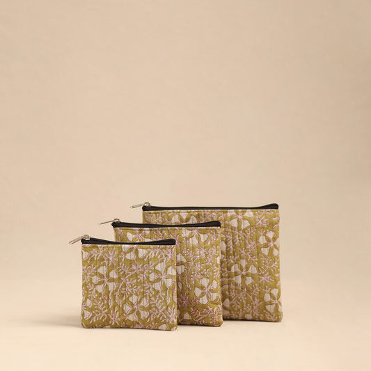 Green - Handmade Cotton Utility Pouches (Set of 3) 13