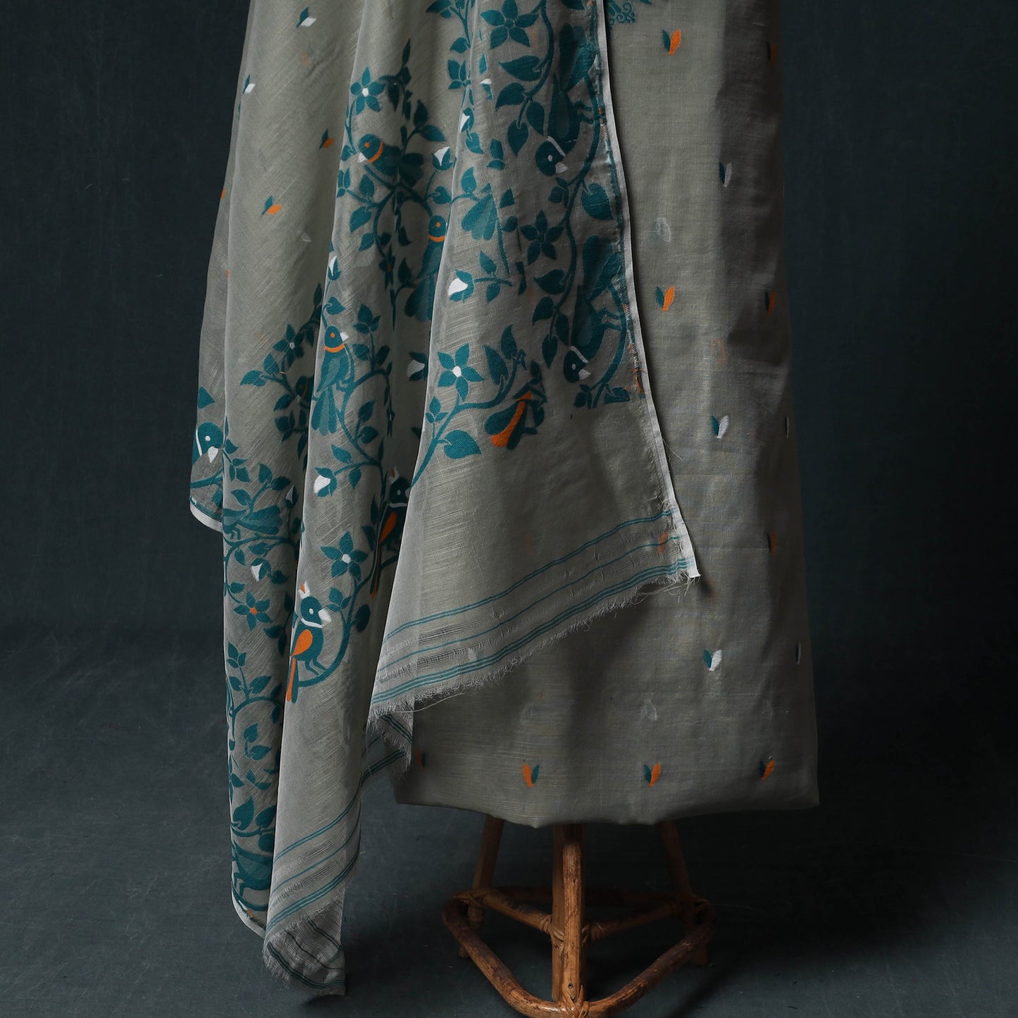 Phulia Jamdani Silk Cotton 2pc Unstitched Dress Material Kurta Set 20