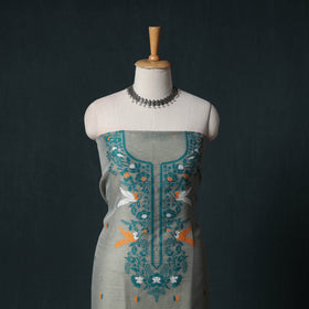 Phulia Jamdani Silk Cotton 2pc Unstitched Dress Material Kurta Set 20