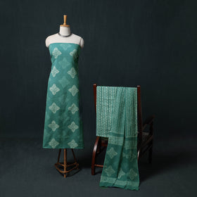Kutch Hand Block Batik Print Cotton 3pc Unstitched Dress Material Suit Set 02