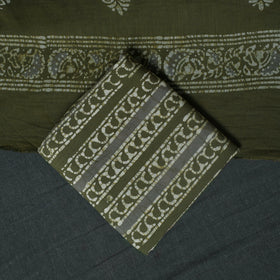 Kutch Hand Block Batik Print Cotton 3pc Unstitched Dress Material Suit Set 03