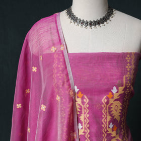 Phulia Jamdani Silk Cotton 2pc Unstitched Dress Material Kurta Set 23