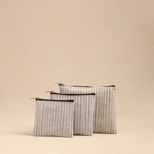 White - Handmade Cotton Utility Pouches (Set of 3) 18