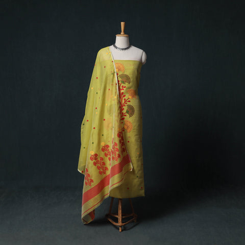 Phulia Jamdani Silk Cotton 2pc Unstitched Dress Material Kurta Set 24