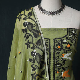 Phulia Jamdani Silk Cotton 2pc Unstitched Dress Material Kurta Set 25