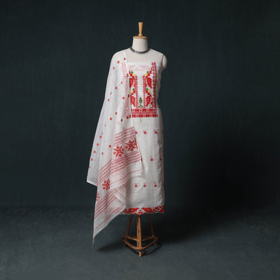Phulia Jamdani Silk Cotton 2pc Unstitched Dress Material Kurta Set 26
