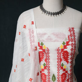 Phulia Jamdani Silk Cotton 2pc Unstitched Dress Material Kurta Set 26