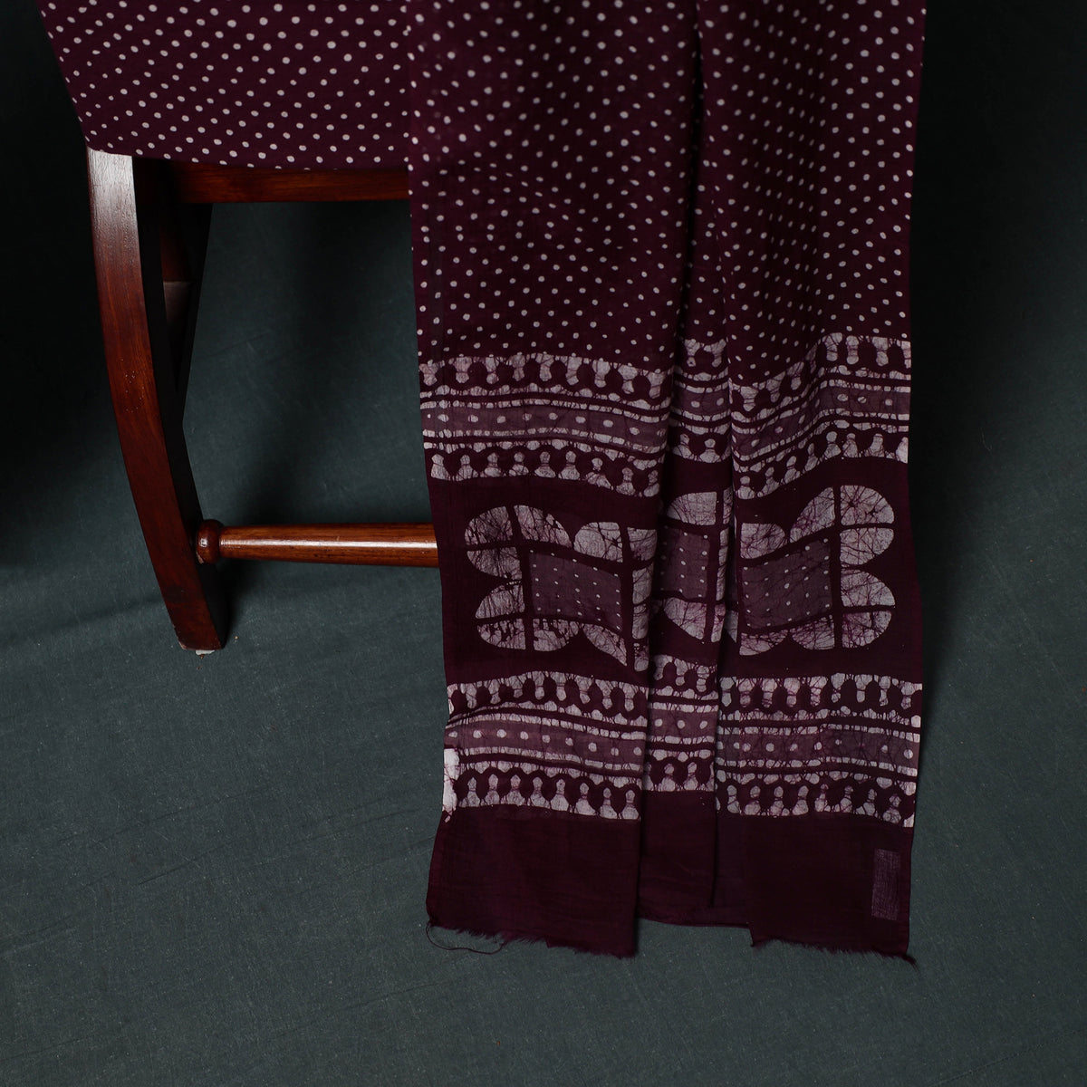Kutch Hand Block Batik Print Cotton 3pc Unstitched Dress Material Suit Set 06