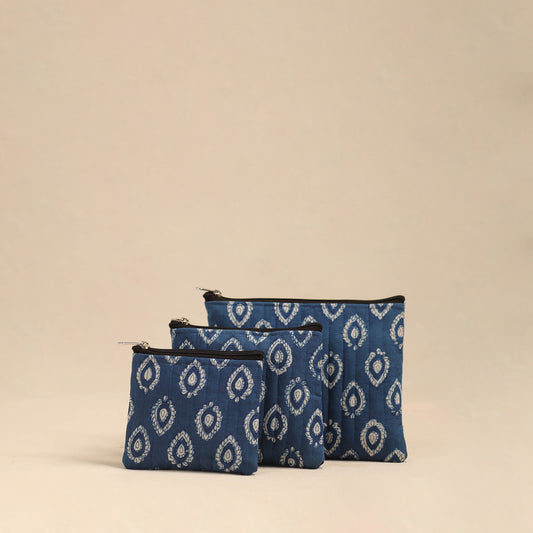 Blue - Handmade Cotton Utility Pouches (Set of 3) 22