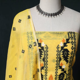 Phulia Jamdani Silk Cotton 2pc Unstitched Dress Material Kurta Set 27
