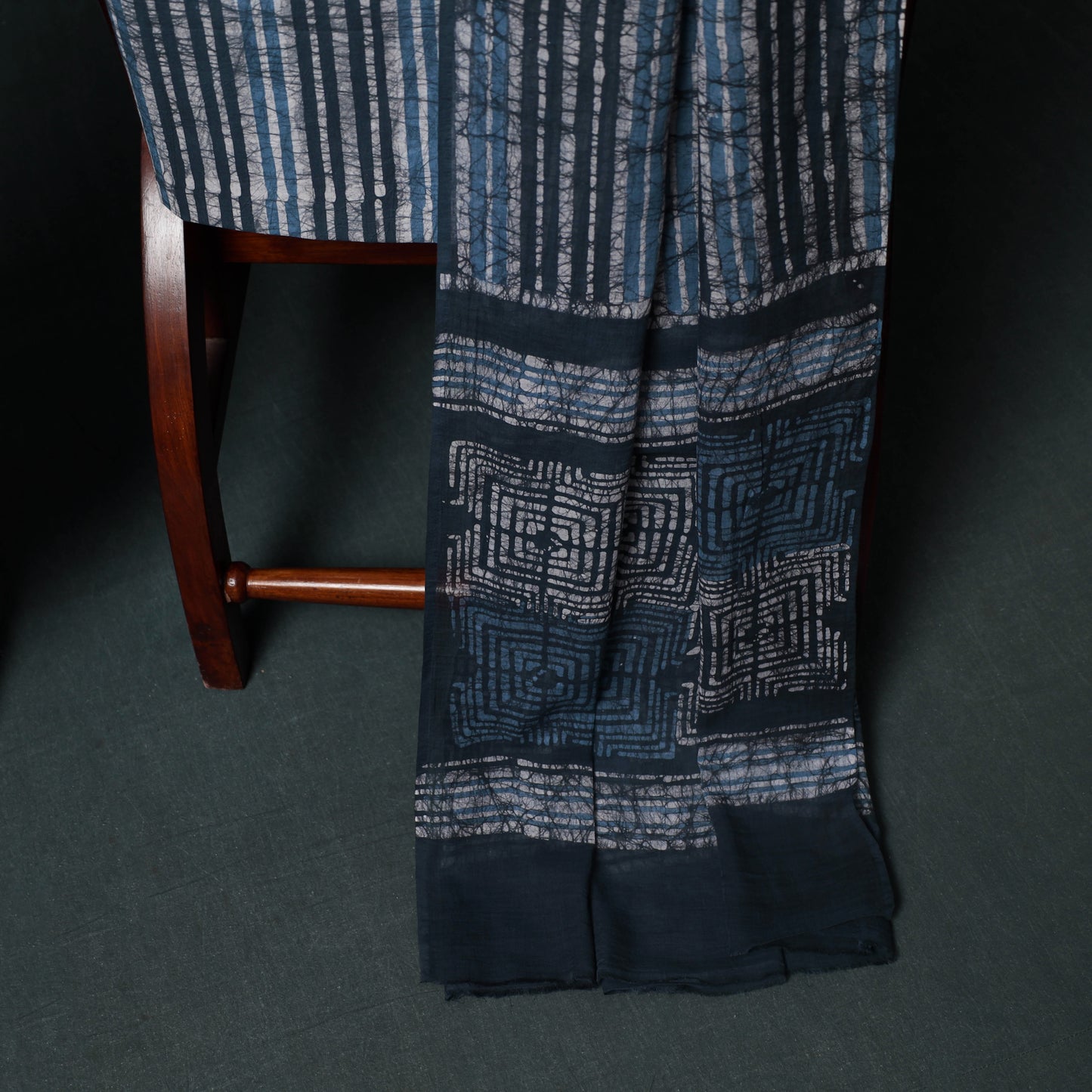 Kutch Hand Block Batik Print Cotton 3pc Unstitched Dress Material Suit Set 09