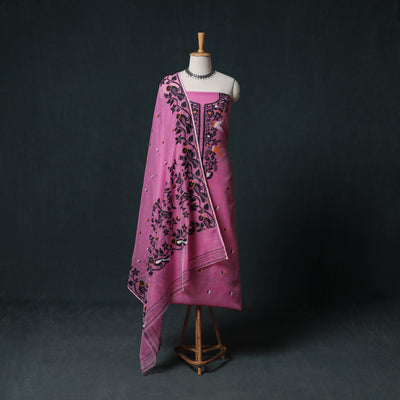 Phulia Jamdani Silk Cotton 2pc Unstitched Dress Material Kurta Set 29