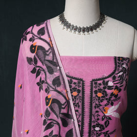 Phulia Jamdani Silk Cotton 2pc Unstitched Dress Material Kurta Set 29
