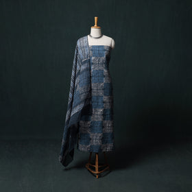 Kutch Hand Block Batik Print Cotton 3pc Unstitched Dress Material Suit Set 09