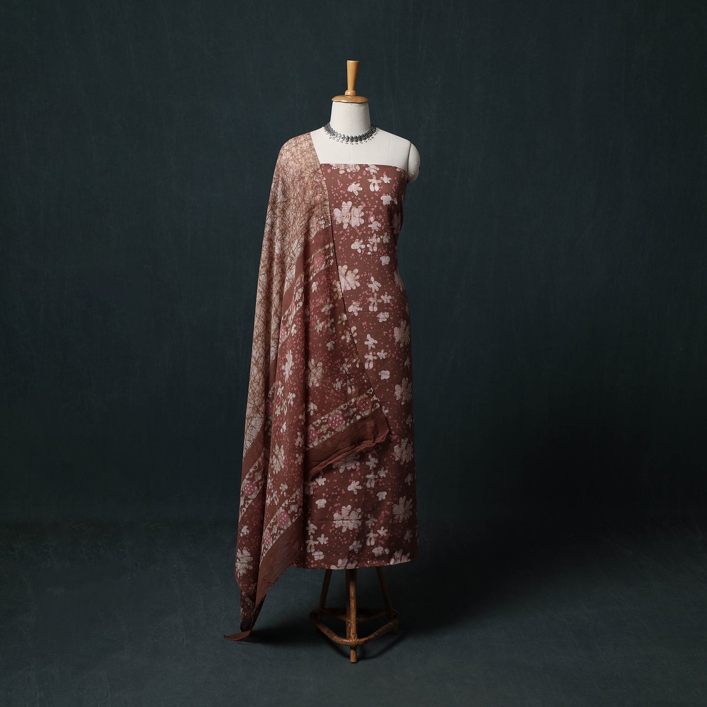 Kutch Hand Block Batik Print Cotton 3pc Unstitched Dress Material Suit Set 11