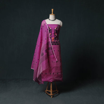Phulia Jamdani Silk Cotton 2pc Unstitched Dress Material Kurta Set 32