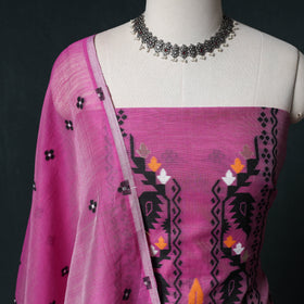 Phulia Jamdani Silk Cotton 2pc Unstitched Dress Material Kurta Set 32