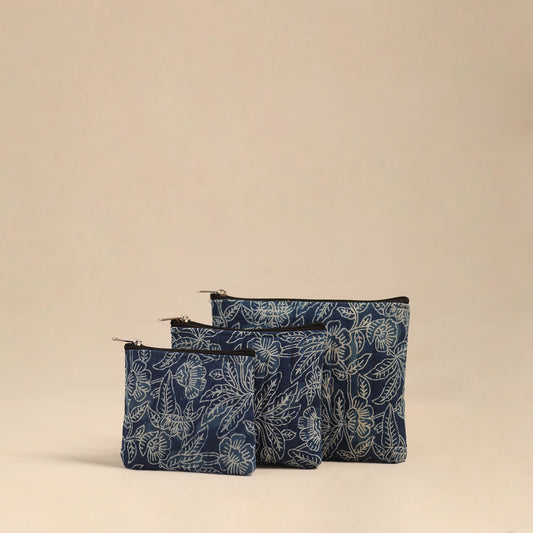 Blue - Handmade Cotton Utility Pouches (Set of 3) 34