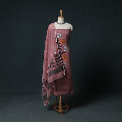 Phulia Jamdani Silk Cotton 2pc Unstitched Dress Material Kurta Set 34