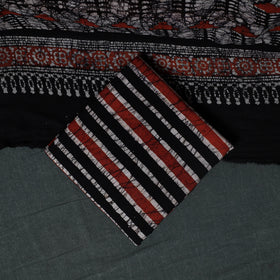 Kutch Hand Block Batik Print Cotton 3pc Unstitched Dress Material Suit Set 15