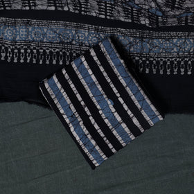 Kutch Hand Block Batik Print Cotton 3pc Unstitched Dress Material Suit Set 18