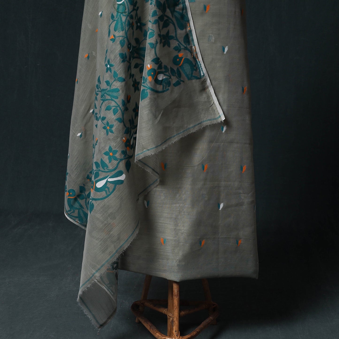 Phulia Jamdani Silk Cotton 2pc Unstitched Dress Material Kurta Set 38