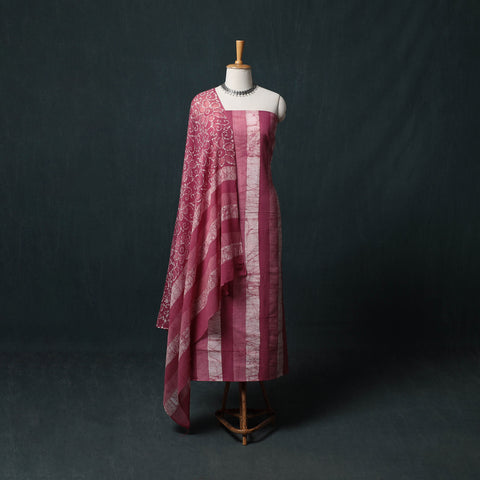Kutch Hand Block Batik Print Cotton 3pc Unstitched Dress Material Suit Set 22