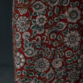 Red - Kalamkari Printed Cotton Unstitched Dress Material Kurta with Dupatta Set 02