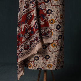 Beige - Kalamkari Printed Cotton Unstitched Dress Material Kurta with Dupatta Set 03
