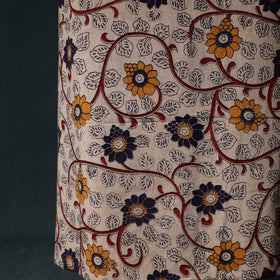 Beige - Kalamkari Printed Cotton Unstitched Dress Material Kurta with Dupatta Set 03