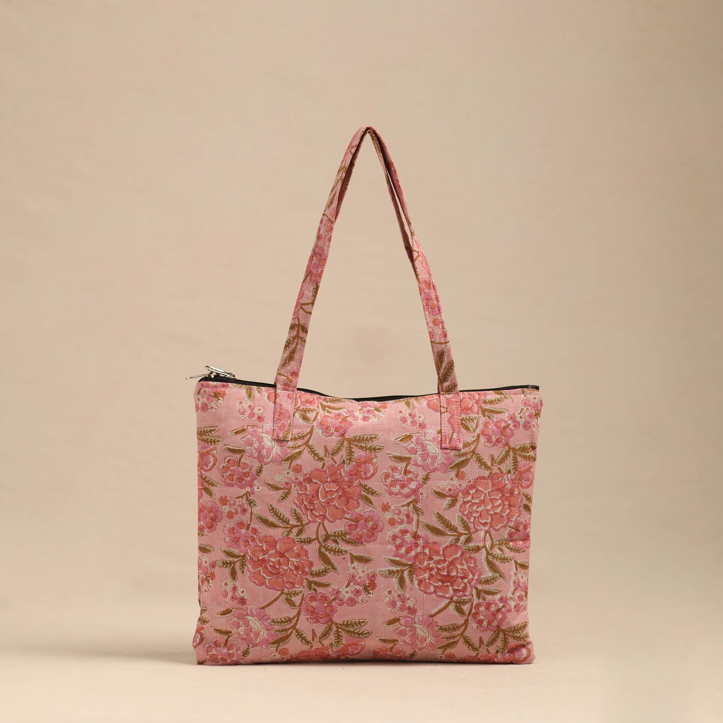 Pink - Handmade Quilted Cotton Hand Bag 01