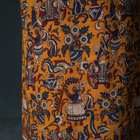 Yellow - Kalamkari Printed Cotton Unstitched Dress Material Kurta with Dupatta Set 05