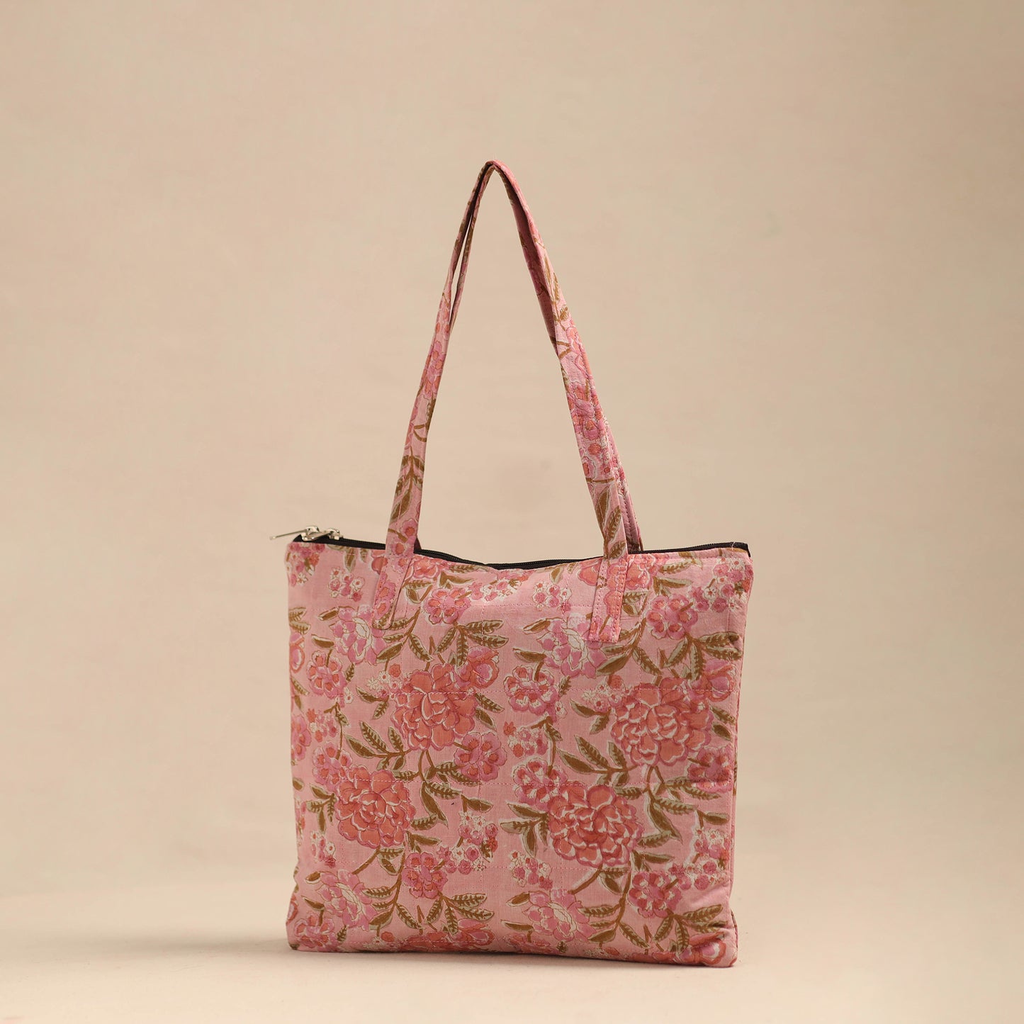 Pink - Handmade Quilted Cotton Hand Bag 01