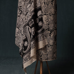 Beige - Kalamkari Printed Cotton Unstitched Dress Material Kurta with Dupatta Set 06
