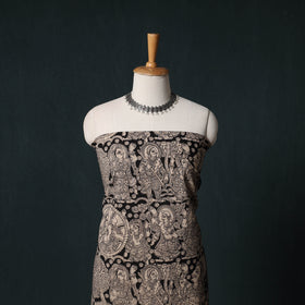Beige - Kalamkari Printed Cotton Unstitched Dress Material Kurta with Dupatta Set 06