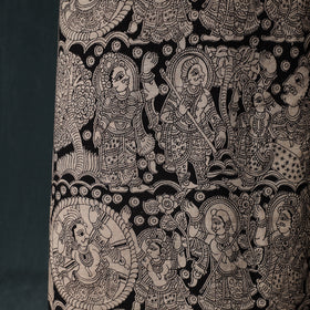 Beige - Kalamkari Printed Cotton Unstitched Dress Material Kurta with Dupatta Set 06