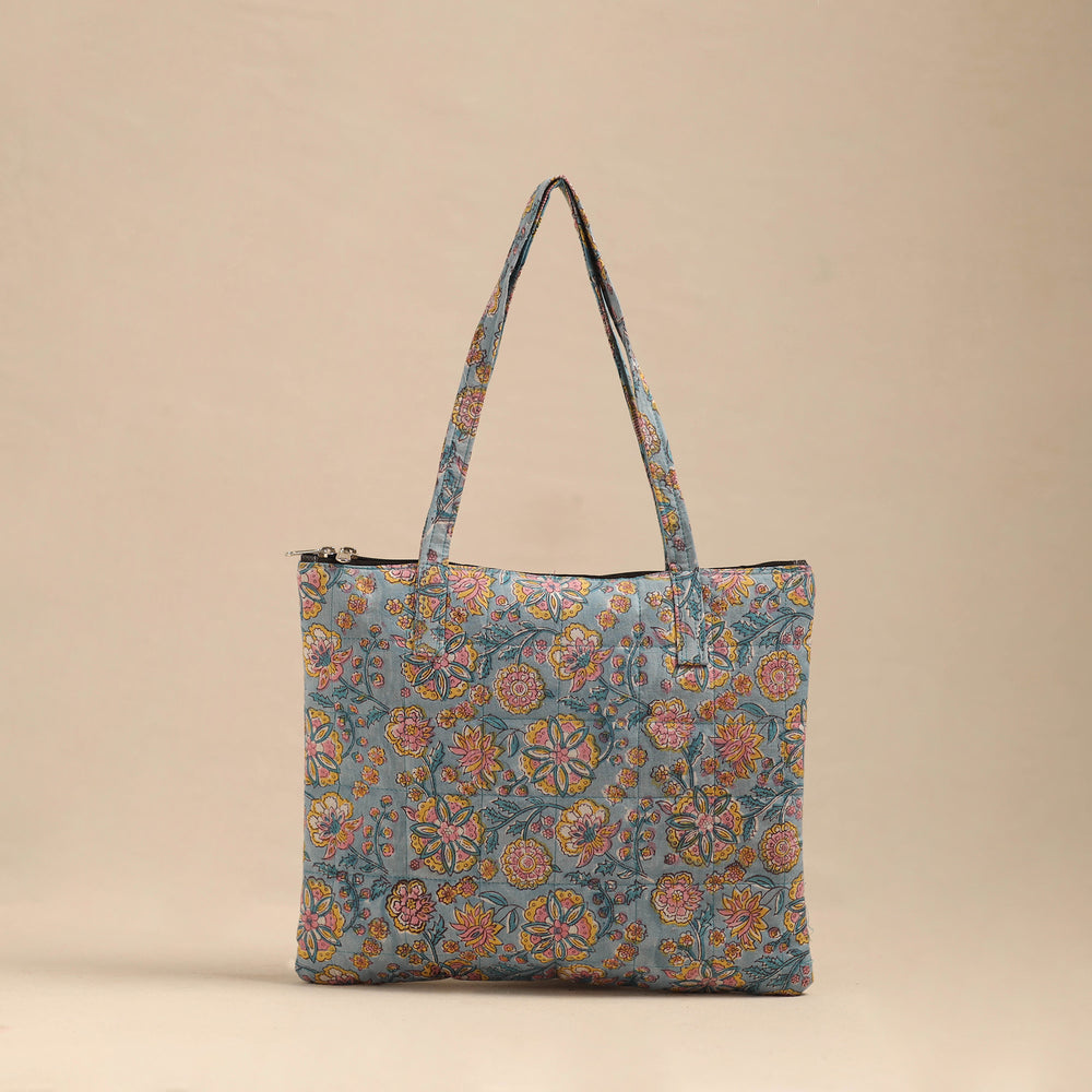 Blue - Handmade Quilted Cotton Hand Bag 06